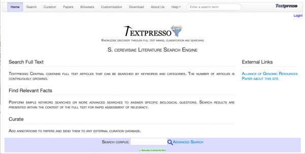 Textpresso Homepage